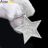 Iced Out Hip Hop Star Pendant Necklace for Men Women Bling 5A Cubic Zirconia Cz Paved Fashion Jewelry