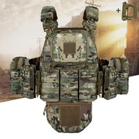 Multi accessory package quick release vest with thickened and adjustable shoulder straps, front MOLLE system triple bag