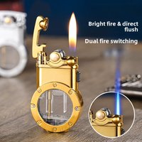 2025 Creative Rocker Arm Dual-Flame Lighter, Brushed Metal Refillable Butane Torch for Men Outdoor Survival Camping EDC Gifts
