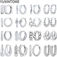 925 Sterling Silver Ear Needle Vintage Small Hoop Earring for Women Geometry Round Silver Earrings Party Fashion Jewelry Gift