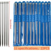 22Pcs Stainless Steel Knitting Needle Set, Length 13.78 Inches, Includes 2Mm-8Mm, Sweater Needles, Scarf Needles, 11 Different Sizes to Meet Different Knitting Needs, Can Be Used to Knit Hats,
