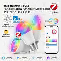 Zigbee Smart LED Bulb RGBCW E27 E14 GU10 Dimmable Lamp 2700-6500K Work with Ewelink Zigbee Bridge/Z2M Alexa Yandex Alice Gateway