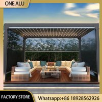 Waterproof Aluminum Louvered Roof Pergola with LED Lighting System for Outdoor Patio