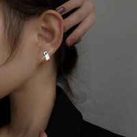 925 Sterling Silver Geometry Studs Earring for Women Splicing Korean Hip Hop Versatile Jewelry Gift Dropshipping