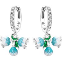 CYCUFF 925 Sterling Silver Green Lily Flower Earrings Original Jewelry Drop Earrings Jewelry Party Anniversary Gifts