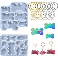 Dog Cat Tag Silicone Mold Dog Bone Shape Epoxy Resin Mould for DIY Pets Key Chain Necklace Pendants Epoxy Resin Molds Crafts