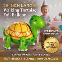 26 Inch Large Walking Tortoise Foil Balloon Turtle Balloon Green Balloons for Turtles Birthday Party Pet Themed Party Decoration
