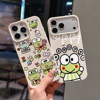 Cute Keroes Keroppies Phone Case for Apple iPhone 17 Air 16 16e 15 14 Plus 13 12 11 Pro Faux Leather Soft Cover