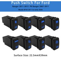12V Car Push Button Switch Blue Led Light Bar Spot Fog Rear Lights Beacon For Ford PK Ranger Mazda BT50 OEM Replacement Plug-In