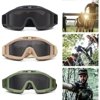 Tactical Goggles with 3 Lenses,Windproof &Dustproof,Safety Glasses for Shooting,Motocross,Motorcycle,Mountaineering and CS Games