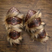 Viking Wrist Guards Armor Barbarian Faux Leather And Faux Fur Wrist Guards Halloween Costume Medieval Renaissance Accessories