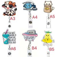1pc funny Retractable Badge Reel with Metal Clip,360° Swivel Hook, For Nurses / Office / Corporate / Events/ Office Workers