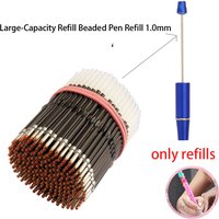 100/200pcs Large-Capacity Refill Beaded Pen Refill 1.0mm Black Ink Ball Writing Refill Smooth Black Office Stationery Supplies