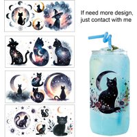 Black cats Series easy peel waterproof DIY decoration decals 3D transfers tumbler uvdtf pegatina sticker 16oz uv dtf cup wraps