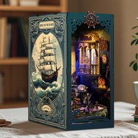 DIY Wooden Book Nook Riddle On The Seabed Bookend Figurines Miniatures Kits Handmade Bookshelf Friends Gifts Home Decor Crafts