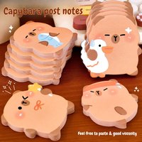 5Pcs/Lot Cute Capybara Sticky Note 60Sheets/Book Kawaii Goose Fish Capybara Shaped Memo Pad Student Message Writing Pads School