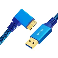 Angle Micro USB 3.0 Data Cable Type A To Micro-B Braid Cord Compatible With Samsung S5 Note 3 Camera Hard Drive