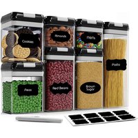 Eco-Friendly 7 Piece Set Airtight Plastic Dry Food Storage Containers With 10Stickers and Pen