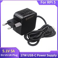 Raspberry Pi 5 Power Supply 27W 5.1V 5A USB Type C Charger Power Adapter EU US UK Plug Charger for Raspberry Pi 5 4B RPI 5