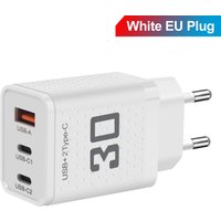 USB Type C Charger 30W 3 Port Fast Charging Phone Charger Adapter For iPhone Samsung Xiaomi Huawei QC3.0 EU/US Plug Wall Charger