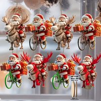 AliExpress NONE 8/16/24Pcs Christmas Wooden Bicycle Santa Claus 2D Flat Wooden Pendant Christmas Tree Decoration Perfect Holiday Gift Decor