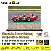 Electric Floor Rising Rollable ALR Long Throw Projector Screen 150" Max Black Diamond Ambient Light Rejecting Projection 3D 4/8K