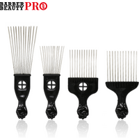 1 Piece Afro Fork Comb Stainless Steel Wide Teeth Hairdressing Brush Metal Pins Pick Hair Styling Tools Insert Curly Hair Comb