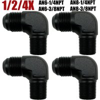 1/2/4X 90 Degree AN6 AN8 Male To 1/4 Inch 3/8 Inch NPT Flare Adapter Auto Fuel Hose Fitting AN To NPT Thread Connector Aluminium