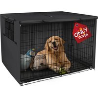 Explore Land Dog Crate Cover Heavy Duty Polyester Pet Kennel Sunshade Universal Fit for 42 inches Wire Cage (Black)