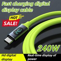 2026 NEW 240W USB C Cable Dual Type C A To C Cord with Digital Screen Monitor Time 480Mbps High Speed Data Transfer Fast Charger