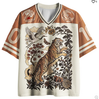 Landscape, Flowers, and Birds Surrounding A Fierce Tiger 3D Print, Symbolizing A Lucky Sports and Casual T-shirt