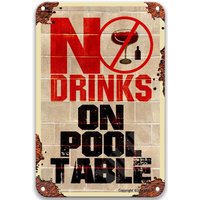 Warning No Drinks On Pool Table Tin Sign Vintage Vintage Coffee Decor Kitchen Wall Decor Farmhouse Pub Sign Tin Signs