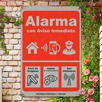 Vintage Spanish Alarm System Metal Sign - Retro 24H Home Security Warning Plaque for House Yard Decor Anti-Intrusion Vision