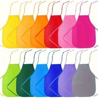 12pcs Children Plain Apron Colorful Non-Woven Fabric Kids Painting Drawing Toys Aprons Kitchen Classroom Arts Crafts Aprons