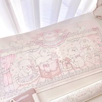Korean Cute Pink Cat Girl Pu Leather Mouse Pad Waterproof Large Table Mat Protective Game Keyboard For Dorm & Dressing Table Mat