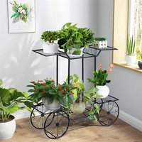 Large Metal Plant Stand Indoor 6 Tier Garden Cart Plant Holder Wrought Iron Plants Display Shelf Rack Outdoor Decorating Garden