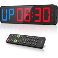 ANJANK Gym Timer 15" Large LED Display Wall Clock,Interval Workout,Count Down & Up,Stopwatch, Adjustable Volume,Upgraded Remote