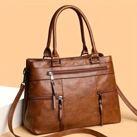 Retro Style Women Tote Bag Spacious, High Quality PU Shoulder/Crossbody Bags with Multiple Pockets, Chic, Ideal for Daily Use