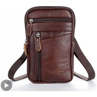 Cross Shoulder Genuine Leather Bag Husband Handbag For Men Belt Pouch Waist Fanny Pack Male Bum Kangaroo Hip Sack Belly Banana