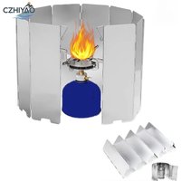 CZHIYAO 9/10/12pcs Windproof Camping Windshield Set Foldable Stove Screen Outdoor Cooking Essential Wind Barrier Gas Stoves