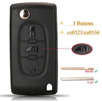 jingyuqin 3 BTN Flip Remote Car Key Shell Case For Peugeot Partner Expert For Citroen Berlingo Dispatch Ce0523 ce0536 HU83/VA2