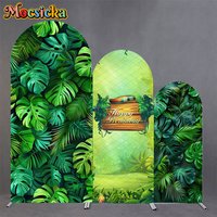 Mocsicka Green Leaves Arch Backdrops Covers Children Baby Shower Happy Birthday Photo Arched Background Forest Party Decorations