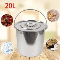 20L Stainless Steel Barrel Food Bucket Water Storage Tank with Lid Extra Thick
