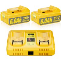 for Dewalt 20V Battery MAX Lithium Ion Battery DCB200 DCB201 DCB203 DCB204 DCB206 DCB181 DCB180 DCD/DCF/DCG Power Tools 6AH