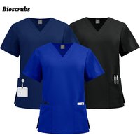 High Quality Medical Clothing for Women Men Pockets Quick Drying Solid Color Work Shirt Doctor Nurse Blouse Wholesale Scrubs Top