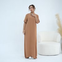 2026 New Fashion Women Short Sleeve Long Dress Muslim Inner Dresses Solid Color Turkey Dubai Under Abaya Islam Clothing Vestidos