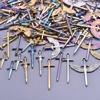 6pcs Metal Tools Pendants Long/Short Sword Charms For Jewelry Making Supplies Moon Wings Punk Charm Handmade Earrings Materials