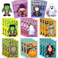 8PCS Cartoon Halloween Card Stickers Cute Cartoon Harajuku Characters Laptop Luggage Guitar Skateboard Waterproof Decals Sticker