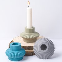 Geometry Stripe Candlestick Silicone Mold DIY Round Lantern Candle Holder Ornaments Molds Plaster Resin Crafts Making Home Decor