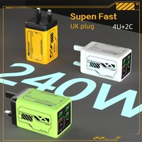 Multi Ports PD 240W Type C USB Fast Charge Charger For iPhone Samsung Huawei Xiaomi Oneplus 6 In 1 Quick Charging Phone Adapter